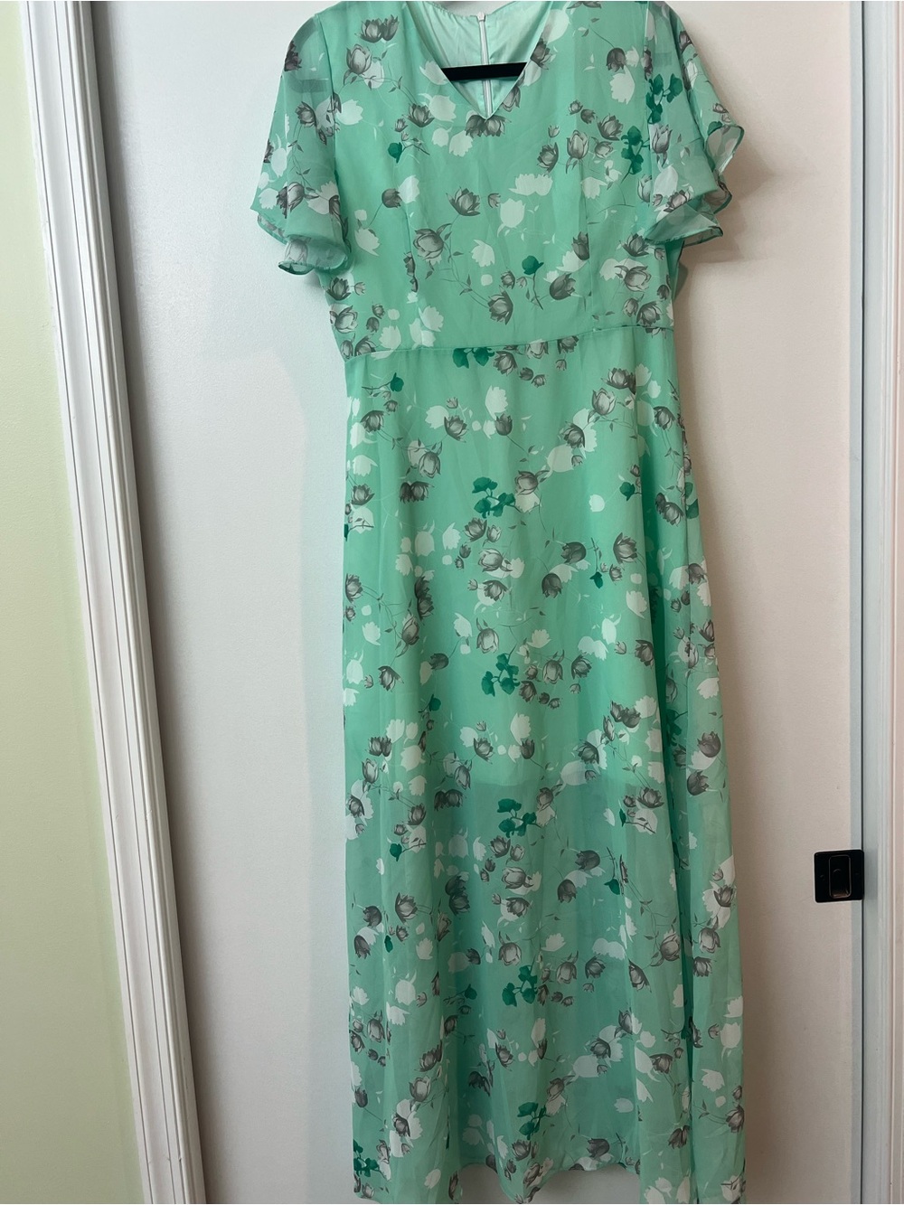 Mint Green Floral Midi/Maxi Dress XXL